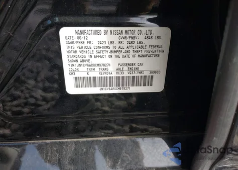 2012 Infiniti G37 from USA, damaged, VIN JN1CV6AR0CM978271